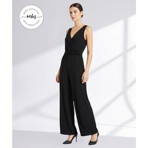 NWOT Korye V Neck Sleeveless Surplice Unlined Wide Leg Jumpsuit Black L